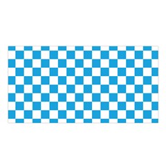 Oktoberfest Bavarian Large Blue And White Checkerboard Satin Shawl by PodArtist