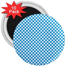 Oktoberfest Bavarian Blue And White Checkerboard 3  Magnets (10 Pack)  by PodArtist