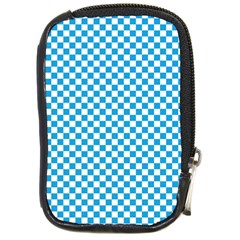 Oktoberfest Bavarian Blue And White Checkerboard Compact Camera Leather Case by PodArtist