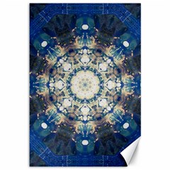 Painted Blue Mandala Flower On Canvas Canvas 12  X 18  by pepitasart