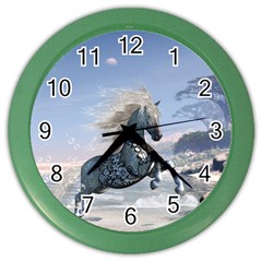 Wonderful Wild Fantasy Horse On The Beach Color Wall Clock by FantasyWorld7