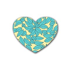 Leaves Dried Leaves Stamping Heart Coaster (4 Pack)  by Sapixe