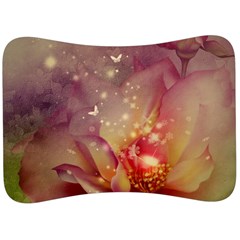 Wonderful Roses With Butterflies And Light Effects Velour Seat Head Rest Cushion by FantasyWorld7