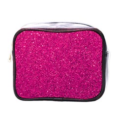 Hot Pink Glitter Mini Toiletries Bag (one Side) by snowwhitegirl