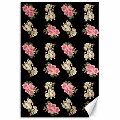 Retro Dog Floral Pattern Canvas 20  X 30  by snowwhitegirl