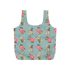 Retro Dog Floral Pattern Blue Full Print Recycle Bag (s) by snowwhitegirl