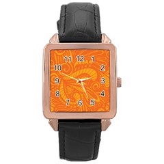 Pop Orange Rose Gold Leather Watch 