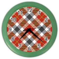 Smart Plaid Warm Colors Color Wall Clock by ImpressiveMoments