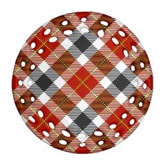 Smart Plaid Warm Colors Round Filigree Ornament (two Sides) by ImpressiveMoments