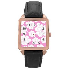 Beauty Flower Floral Pink Rose Gold Leather Watch  by Alisyart