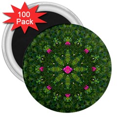 The Most Sacred Lotus Pond  With Bloom    Mandala 3  Magnets (100 Pack) by pepitasart