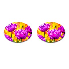 Violet Tulip Flowers Cufflinks (oval) by FunnyCow