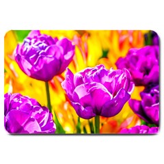 Violet Tulip Flowers Large Doormat  by FunnyCow