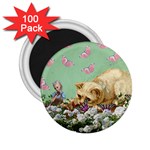 Cat And Butterflies Green 2.25  Magnets (100 pack)  Front