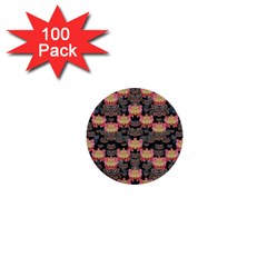 Heavy Metal Meets Power Of The Big Flower 1  Mini Buttons (100 Pack)  by pepitasart