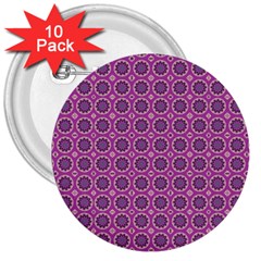 Floral Circles Pink 3  Buttons (10 Pack)  by BrightVibesDesign