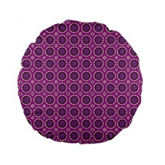 Floral Circles Pink Standard 15  Premium Round Cushions by BrightVibesDesign