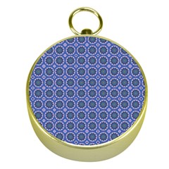 Floral Circles Blue Gold Compasses by BrightVibesDesign