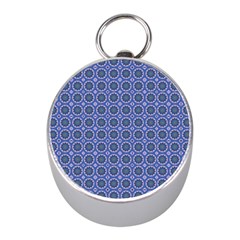 Floral Circles Blue Mini Silver Compasses by BrightVibesDesign