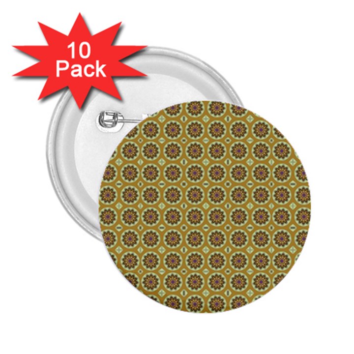 Floral Circles Yellow 2.25  Buttons (10 pack) 