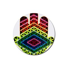 Hamsa Rubber Round Coaster (4 Pack)  by CruxMagic