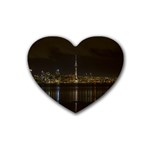 City River Water Cityscape Skyline Rubber Coaster (Heart) 