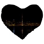 City River Water Cityscape Skyline Large 19  Premium Heart Shape Cushions