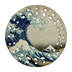 The Classic Japanese Great Wave Off Kanagawa By Hokusai Round Filigree Ornament (two Sides) by PodArtist