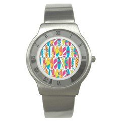 Mini Rainbow Colored Waikiki Surfboards  Stainless Steel Watch