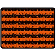 Orange And Black Spooky Halloween Nightmare Stripes Fleece Blanket (large)  by PodArtist