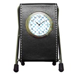 Oktoberfest Bavarian October Beer Festival Motifs in Bavarian Blue Pen Holder Desk Clock Front