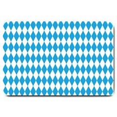 Oktoberfest Bavarian Blue And White Large Diagonal Diamond Pattern Large Doormat  by PodArtist