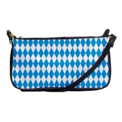 Oktoberfest Bavarian Blue And White Large Diagonal Diamond Pattern Shoulder Clutch Bag by PodArtist