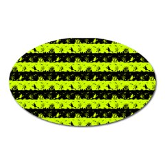 Slime Green And Black Halloween Nightmare Stripes  Oval Magnet by PodArtist