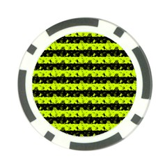 Slime Green And Black Halloween Nightmare Stripes  Poker Chip Card Guard by PodArtist