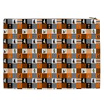 Witches, Monsters and Ghosts Halloween Orange and Black Patchwork Quilt Squares Cosmetic Bag (XXL) Back