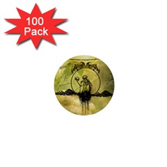 Awesome Creepy Skeleton With Skull 1  Mini Buttons (100 Pack) 