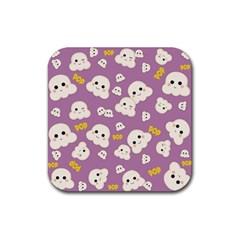 Cute Kawaii Popcorn Pattern Rubber Coaster (square)  by Valentinaart