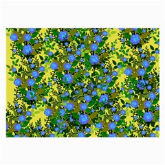 Blue Luminescent Roses Yellow Large Glasses Cloth (2-side) by snowwhitegirl