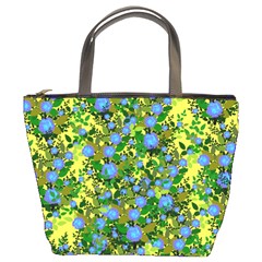 Blue Luminescent Roses Yellow Bucket Bag by snowwhitegirl