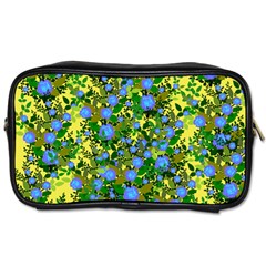 Blue Luminescent Roses Yellow Toiletries Bag (two Sides) by snowwhitegirl