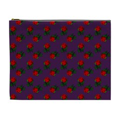Red Roses Purple Cosmetic Bag (xl)