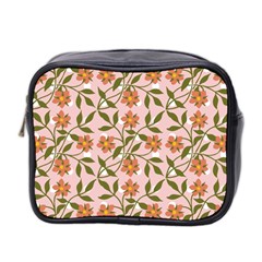 Pink Dot Floral Mini Toiletries Bag (two Sides) by snowwhitegirl