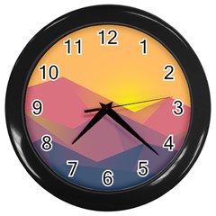 Image Sunset Landscape Graphics Wall Clock (black) by Sapixe