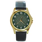 Texture Background Pattern Round Gold Metal Watch