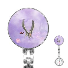 Cute Little Pegasus With Butterflies Stainless Steel Nurses Watch by FantasyWorld7