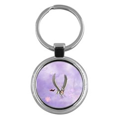 Cute Little Pegasus With Butterflies Key Chains (round)  by FantasyWorld7