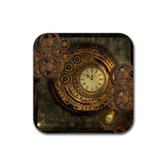 Awesome Steampunk Design, Clockwork Rubber Coaster (square)  by FantasyWorld7