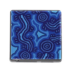 Aboriginal Art - Blue Campsites Memory Card Reader (square 5 Slot)