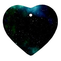 Galaxy Sky Blue Green Heart Ornament (two Sides) by snowwhitegirl